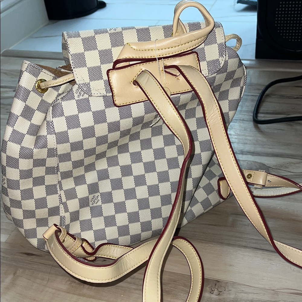 Louis Vuitton Cream and Gray Checkered Backpack - Picture 2 of 3